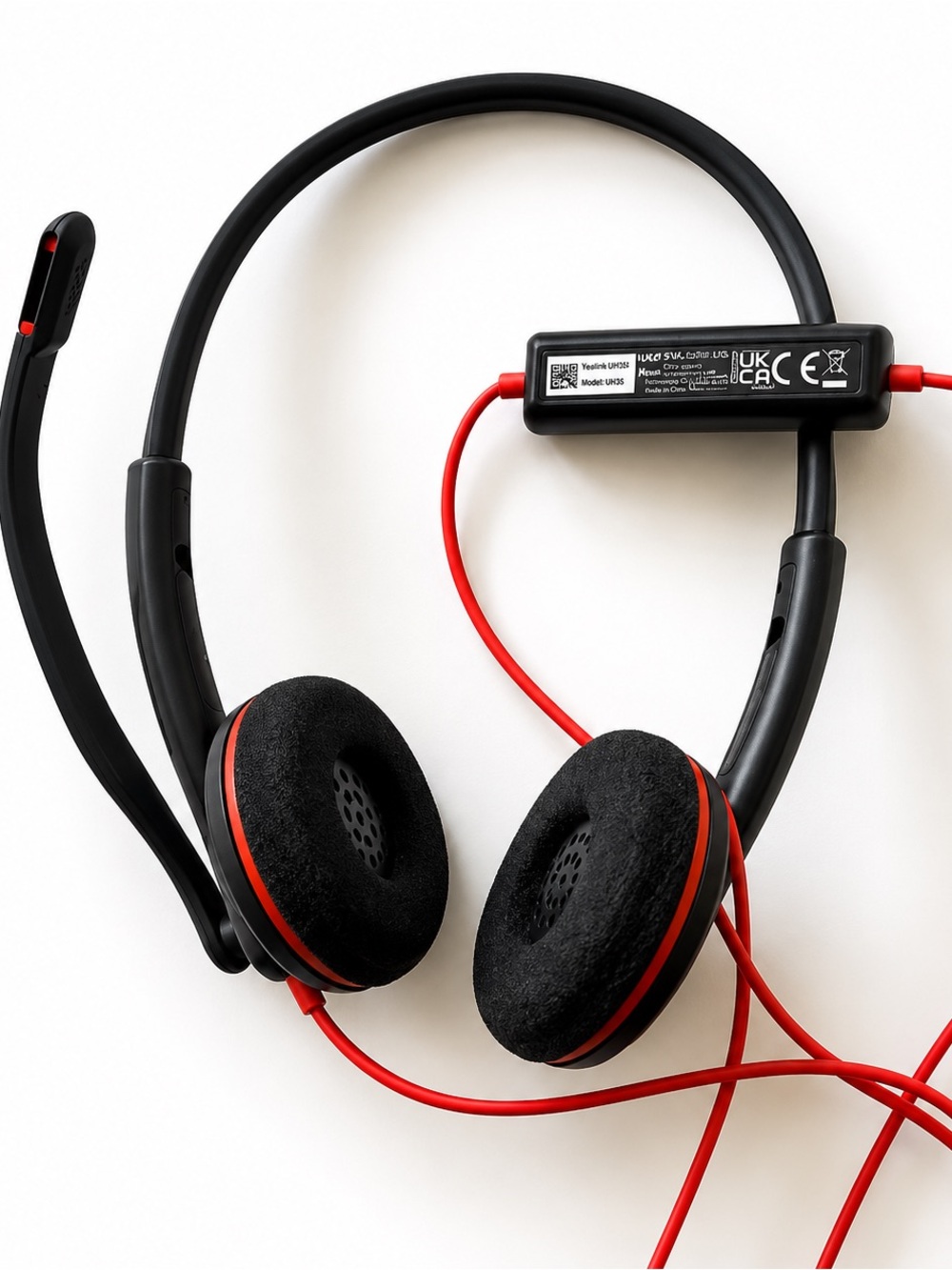 Plantronics On-Ear Headset in Black and Red - Lightweight Wired Headphones